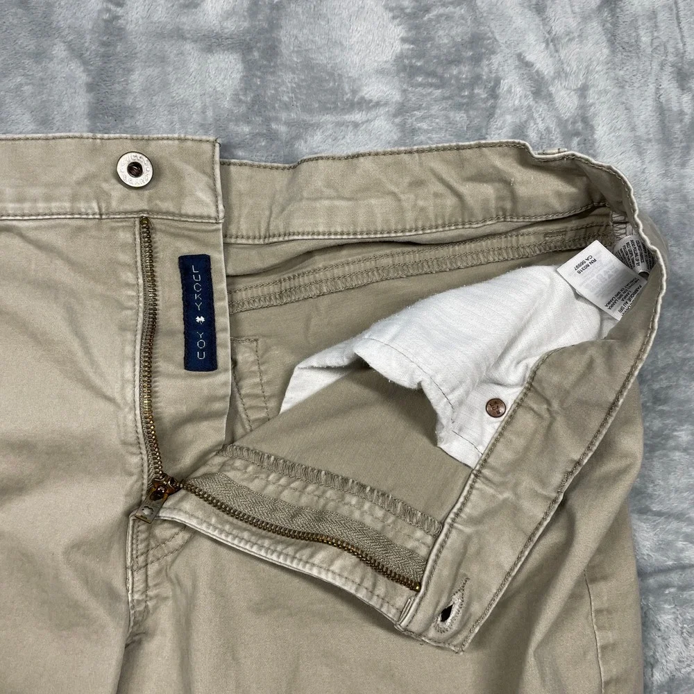 Lucky Brand 121 Heritage Slim Pants Mens 38x32 Khaki Tan Chinos